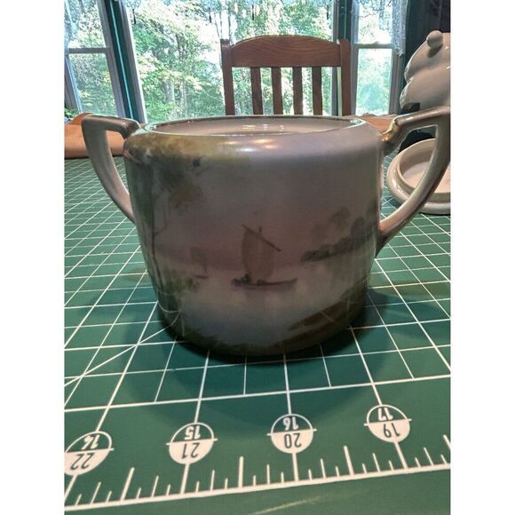 Vintage Noritake Hand Painted Sugar & Creamer Set With Scenic Dish - Picture 5 of 7